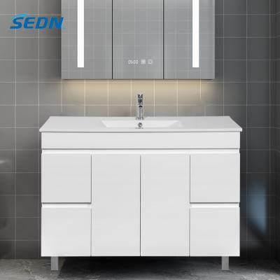 China Professional Custom Bevel-Handle Finger Pull Floor Mount Cabinets For Hotel Mall Home Bathroom Vanities for sale