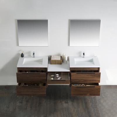 China Bevel-handle Finger Pull Sink High Quality Custom Water Drawer Bathroom Vanity Wall Mounted Wood Cabinets for sale