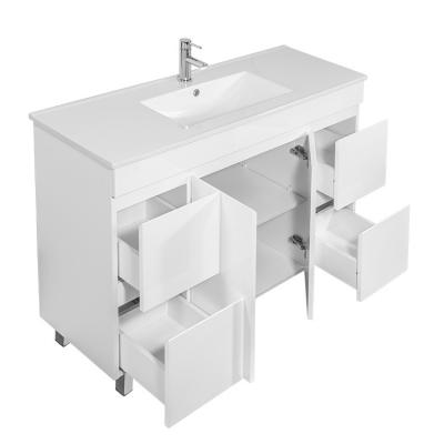 China Professional Custom Large Bevel-handle Finger Pull Storage Floor Mounted Modern Bathroom Vanity With Sink for sale