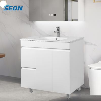 China Floor Mount Custom Bevel-Handle Finger Pull Height Single Sink Bath Room Vanity Cabinet Toilet Cabinet for sale