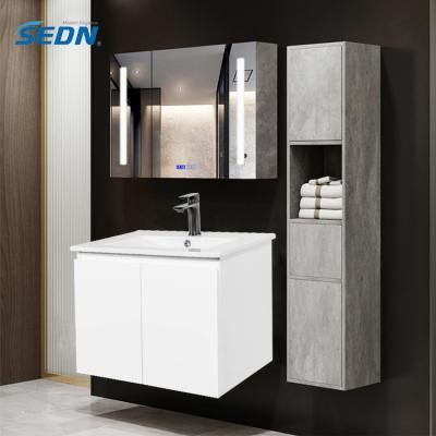 China Bevel-grip Finger Pull Factory Professional Custom Modern Style Wall Mounted Bathroom Cabinet With Wash Basin for sale