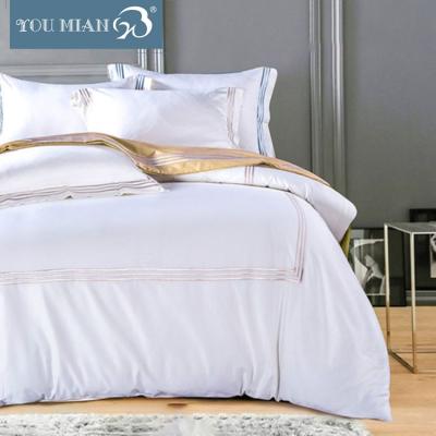 China Excellent Quality Home Textile Anti-Static Bed Sheet Solid White Blue Bed Sheet Bedding Set 300tc&400tc Cotton Comforter Sets Bedding for sale