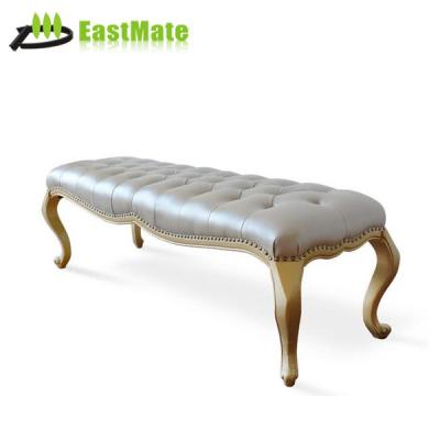 China Contemporary Upholstery Fabric Bolster Bench Long Wooden Frame Stool Bed End Foot Stool for sale