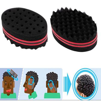 China Fashionable Appearance Wave Shaped Sponge Hair Twist Brush Double Sided New Double Sides Magic Twist Hair Sponge Brush for sale