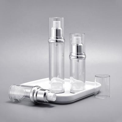 China Wholesale 15ml 30ml 50ml Cosmetic Plastic Bottle AS Spray Pump Bottle With Transparent Cap for sale