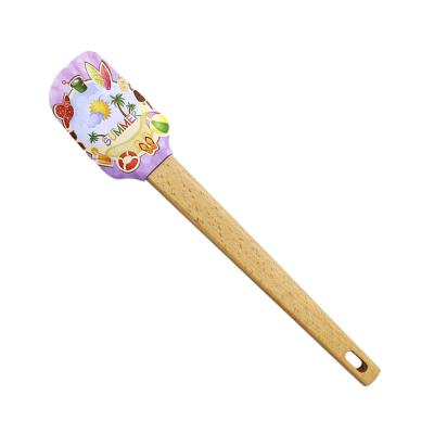 China Sustainable Factory Provides Custom Silicone Baking Pastry Cake Christmas Wooden Baking Spatula for sale