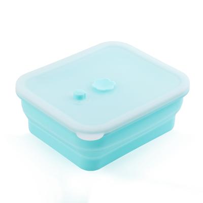 China Rectangular Food Grade Microwavable Silicone Kitchen Kids Bento Lunch Box Airtight Food Storage Container for sale