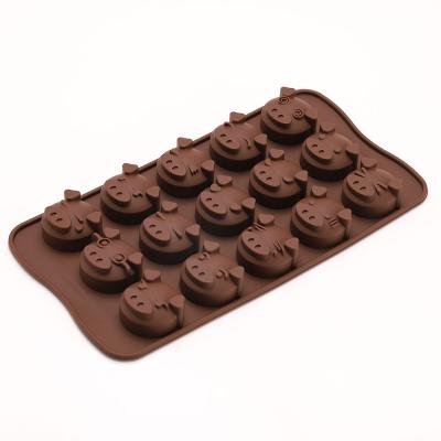 China Non Viable Stick Resin Silicone Chocolate Molds Piggy Face Emoticons Candy Molds For Jello, Fondant, Hard Candy for sale