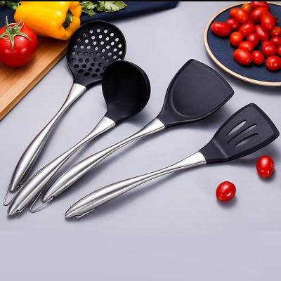 China Viable Hot Custom Tool 8 Piece Silicone Handle Stainless Steel Cookware Set Kitchen Utensils for sale