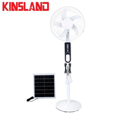 China AC DC Operation 16 inch rechargeable fan with led light brushless motor with lithium battery6.2V 5500mah with solar panel for sale