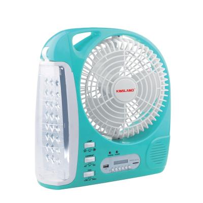 China 8 Inch Mini Fan FM Radio Rechargeable With Led Lamp USB Charging Portable Multifunctional FM Radio Tabletop Fan for sale