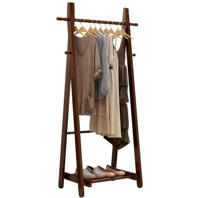 China Nordic Newly Design Wooden Coat Rack Clothes Rack Modern Household Bedroom Floor Bag Hanger Foldable Wooden Coat Rack for sale