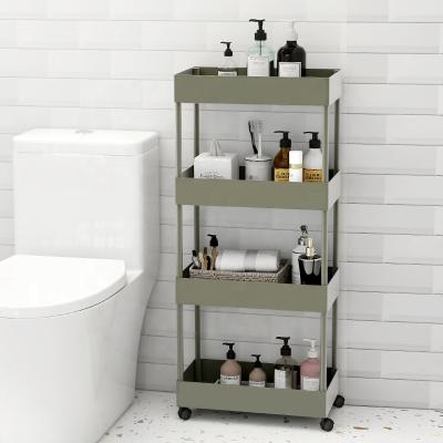 China WENNA Space Saving Plastic Storage Shelf 4 Tier Bathroom Organizer Sustainable Holder For Kitchen Spice Rack for sale