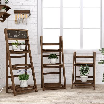 China Modern Wholesale High Quality Modern Potted Plant Rack Foldable Flower Stand Garden Ladder Planter Wooden Flower Shelf Stand for sale