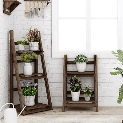 China Modern Indoor Outdoor Wood Plants Shelf Display Rack Decor Home Flower Flower Stands for sale