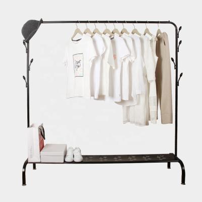 China Multifunctional Heavy Duty Clothing Rack Floor Standing Hanging Display Coat With Shoe Rack Shelf for sale