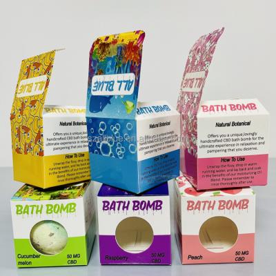 China Recycled Materials Custom Mini Folding Paper Box With Windows 5ml For 50MG Bath Bombs Concentrate Packaging Box for sale