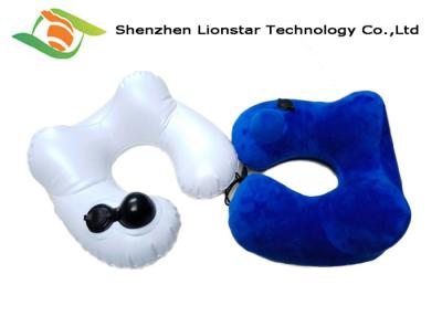 China Small Volume Inflatable Travel Pillow Soft Polyester Velvet Material For Home / Office for sale