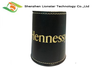 China PU Leather Wrapped Game Dice Shaker Cup With ABS Or Acrylic Material Dices for sale