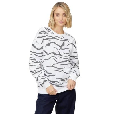 China Breathable Womens Custom Fashion Zebra Puff Print Pullover Sweatshirts for sale