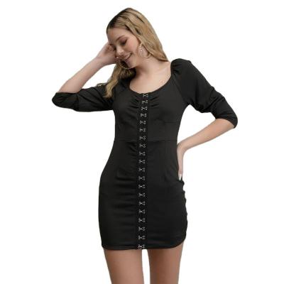 China Anti-wrinkle Women's  Custom Fashion Tight Buckled Short Dress for sale