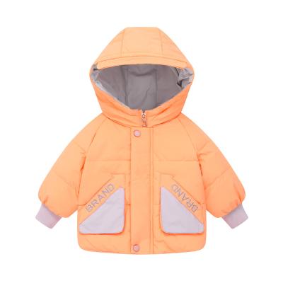 China Autumn and winter hooded short coat breathable multiple colors orange jacket girl children down kids warm coat outwear for sale