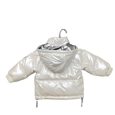 China Breathable kids winter jacket for kids girls silver solid boys hood coat casual clothing outwear kids parka jacket snowsuit for sale