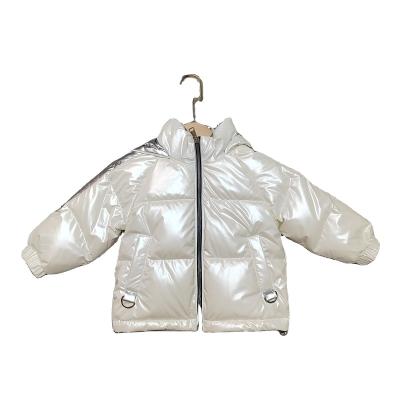 China Wholesale White Shiny Kids Face Cotton Breathable Jacket Korean Style Winter Anorak Coat Baby Clothing Overcoat for sale