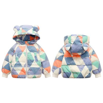 China 2021 New Winter Breathable Kids Padded Jacket Zipper Hooded Coat Kids Stripper Fluffy Waterproof 3D Printing Lightweight Slim Outerwear for sale