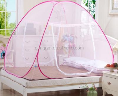 China Folded Queen Bed Canopy Mosquito Net With Stainless Steel Pop Ring for sale