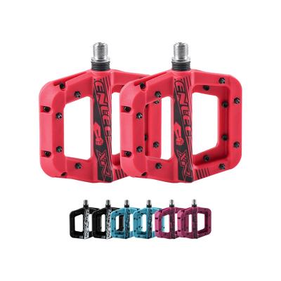 China Mountain Bikes Enlee Bicycle Pedal MTB Mountain Bike Non-slip Nylon Fiber Pedal Lightweight Flat Platform Bicycle Parts Red, Black, Purple for sale