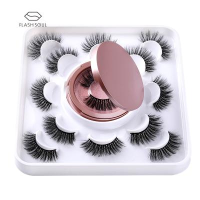 China Delicate Silk Mink Eyelashes Custom Packaging Box 15Pairs Black Cotton 3D 5D 6D 8 Mink False Eyelash Faux Mink From Whosale Customized for sale