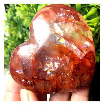 China China Wholesale Natural Stone Red Fire Quartz Polished Hearts Beautiful for sale