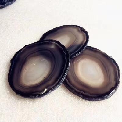 China China Natural Polished Crystal Agate Stone Coaster Round Agate Slices With Gold Rim For Coffee for sale