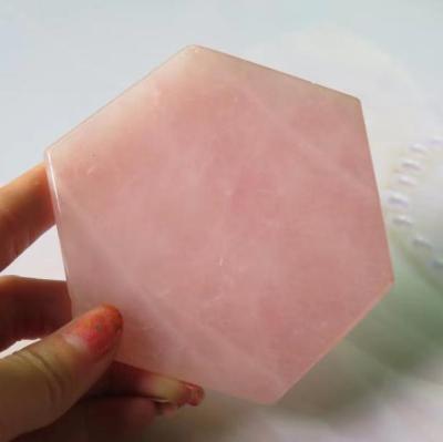 China Minimalist Wholesale Natural Gemstone Rose Quartz Crystal Slices For Cup Mat for sale