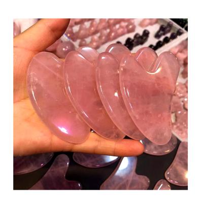 China China wholesale high quality good color rose quartz crystal guasha board for health care for sale