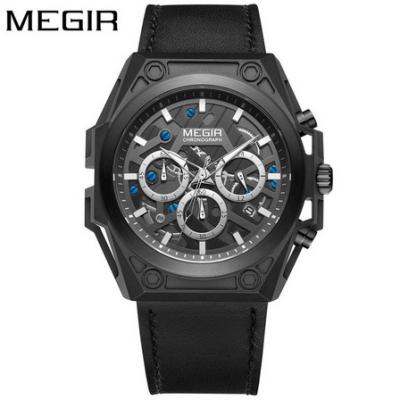 China Relojes Hombre Leather Business Men's Casual Watches Date MEGIR Brand Retro Tourbillon Watch Case Wrist Watch Automatic Steel Sport Clock for sale