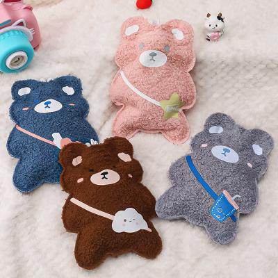 China Home Warm Reusable Cartoon Plush Bear Hand Warmer Winter Sale Decoration Water Filling Portable Cute Hand Warmer PVC Rubber Hot Water Bag for sale