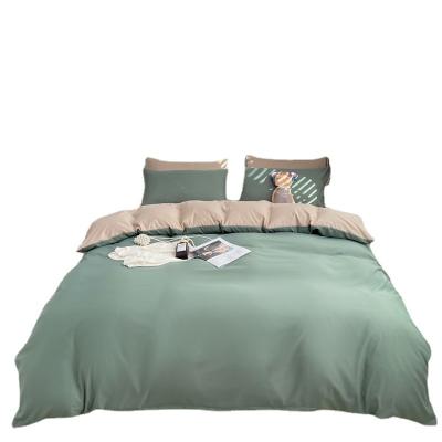 China Nondisposable Four-Piece Solid Color Cotton Japanese Single Sanded Sheets Bedding Sets Were Dorm Three-Piece Sets Wholesale for sale