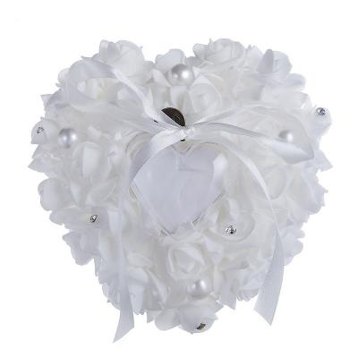 China Wedding Wholesale Bridal Heart Shaped Supplies Ring Pillow Foam Simulation Artificial Rose For Wedding Party Decoration Decoration for sale