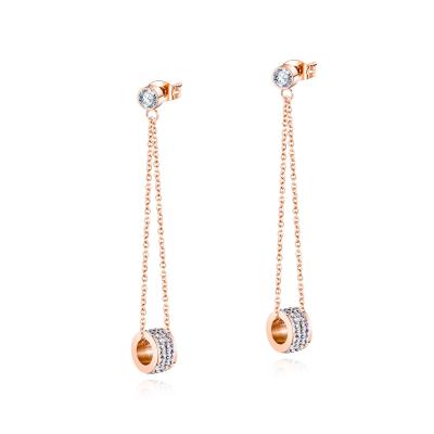 China SAIMELY Trendy Fashion Jewelry Wholesale Custom Girls Drop To Dangle Earrings Stainless Steel Zircon Diamond Earrings For Women for sale