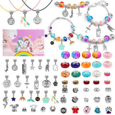 China FASHIONABLE Stretch Cartoon Custom Cute Adjustable Stainless Steel Beaded Beaded Jewelry Making Unicorn Handmade Kids DIY Bracelet Sets for sale