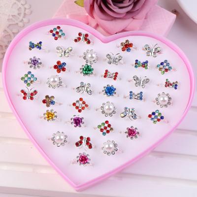 China Plastic Set Of Candy Silver Animal Flower Stainless Steel Cartoon Rings Gold Plated Colorful Bulk Cute Acrylic Jewelry Kids for sale