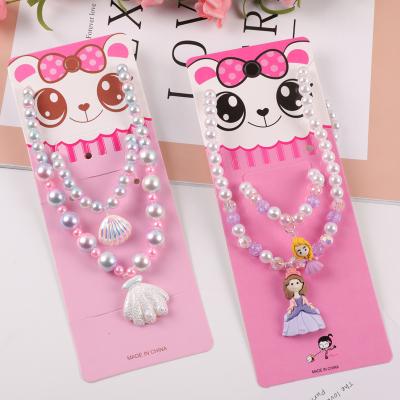 China Custom Cute Personalized Mermaid Character Jewelry Plastic Beaded Initial Stretch Unicorn Handmade Cartoon Character Jewelry Kids Necklace for sale