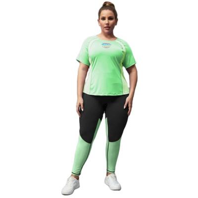 China High Quality Breathable Gym Activewear Women Fitness Equipment Suit Workout Short Sleeve Plus Size 2 Piece Yoga Sets for sale