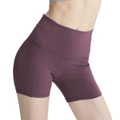 China Anti-Wrinkle High Nylon Quick Dry Gym Sports Active Wear Yoga Booty Shorts With Back Pocket For Women for sale