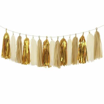 China New diy wholesale disposable birthday decoration paper garland tassel party banner for wedding party for sale