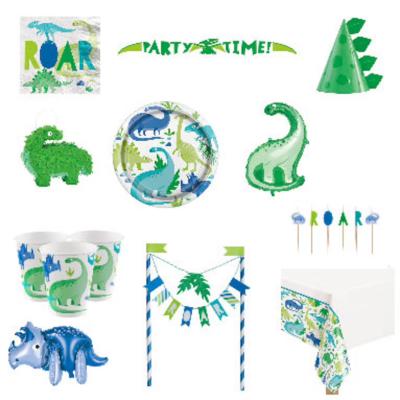 China Disposable Dinosaur Party Supplies Birthday Decoration Dinosaur Banner for Kids Birthday Party Tableware Set for sale