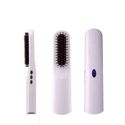 China Portable Electric Mini Beard Straightener Safety NASV Hair Straightener Cordless Hot Comb Cordless Brush Portable Electric Brush for sale