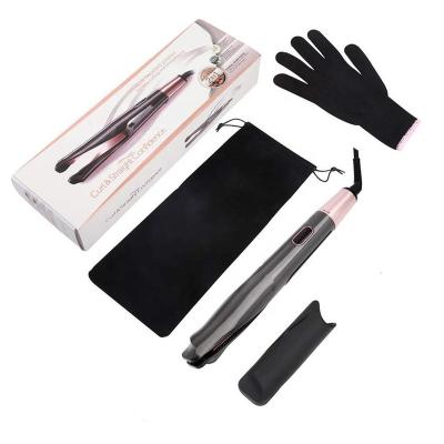 China Salon 2 in 1 Hair Straightener and Hair Curler Splint LCD Curling Floating Dish with Comb Teeth for sale